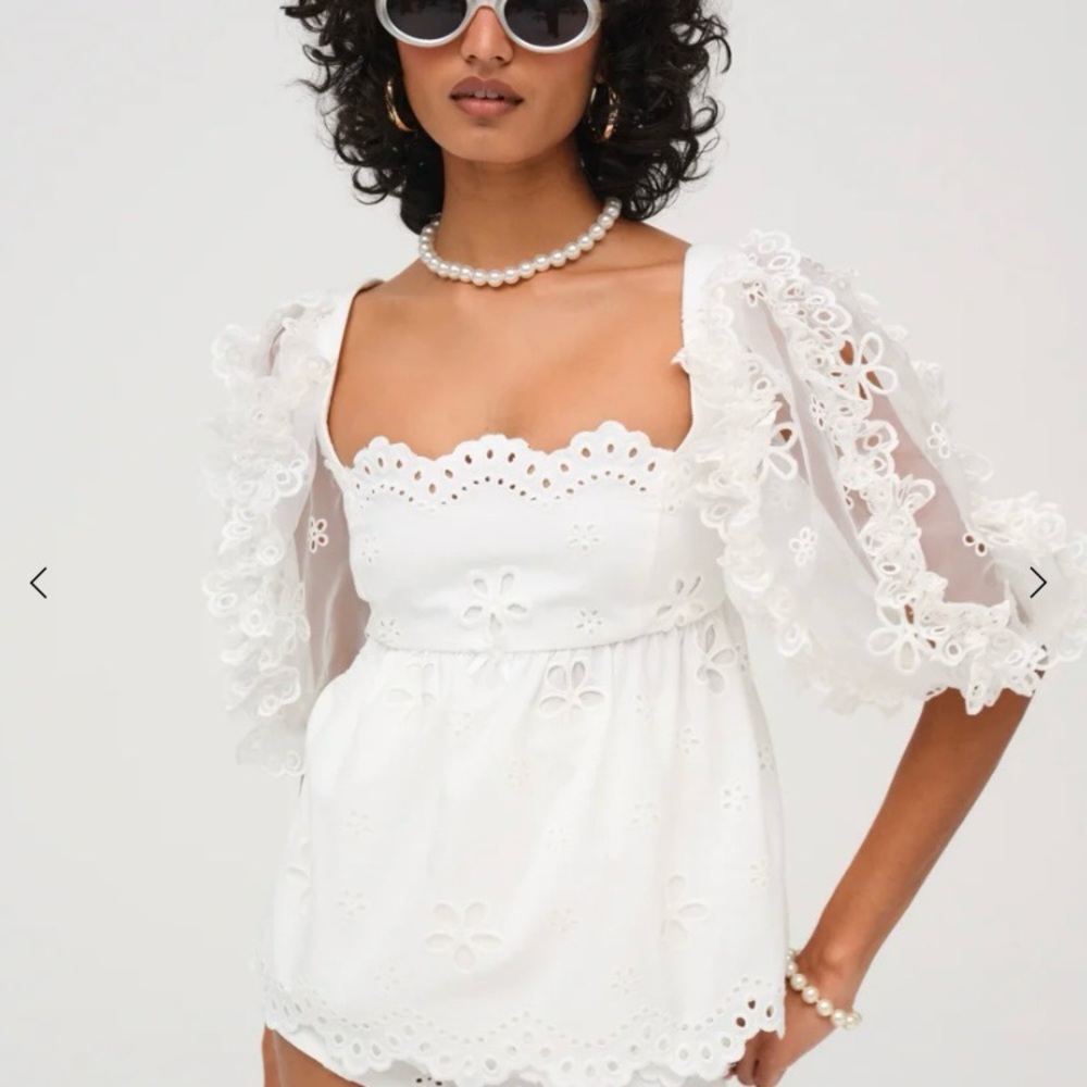 For Love And Lemons Daisy Eyelet Top